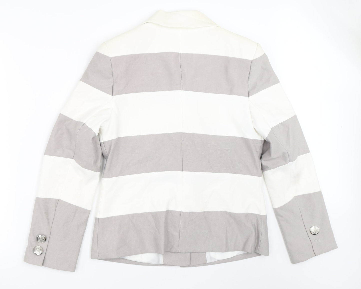 Queenspark Womens Grey Striped  Jacket Blazer Size 12