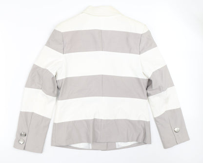 Queenspark Womens Grey Striped  Jacket Blazer Size 12