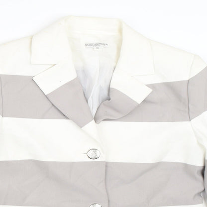 Queenspark Womens Grey Striped  Jacket Blazer Size 12