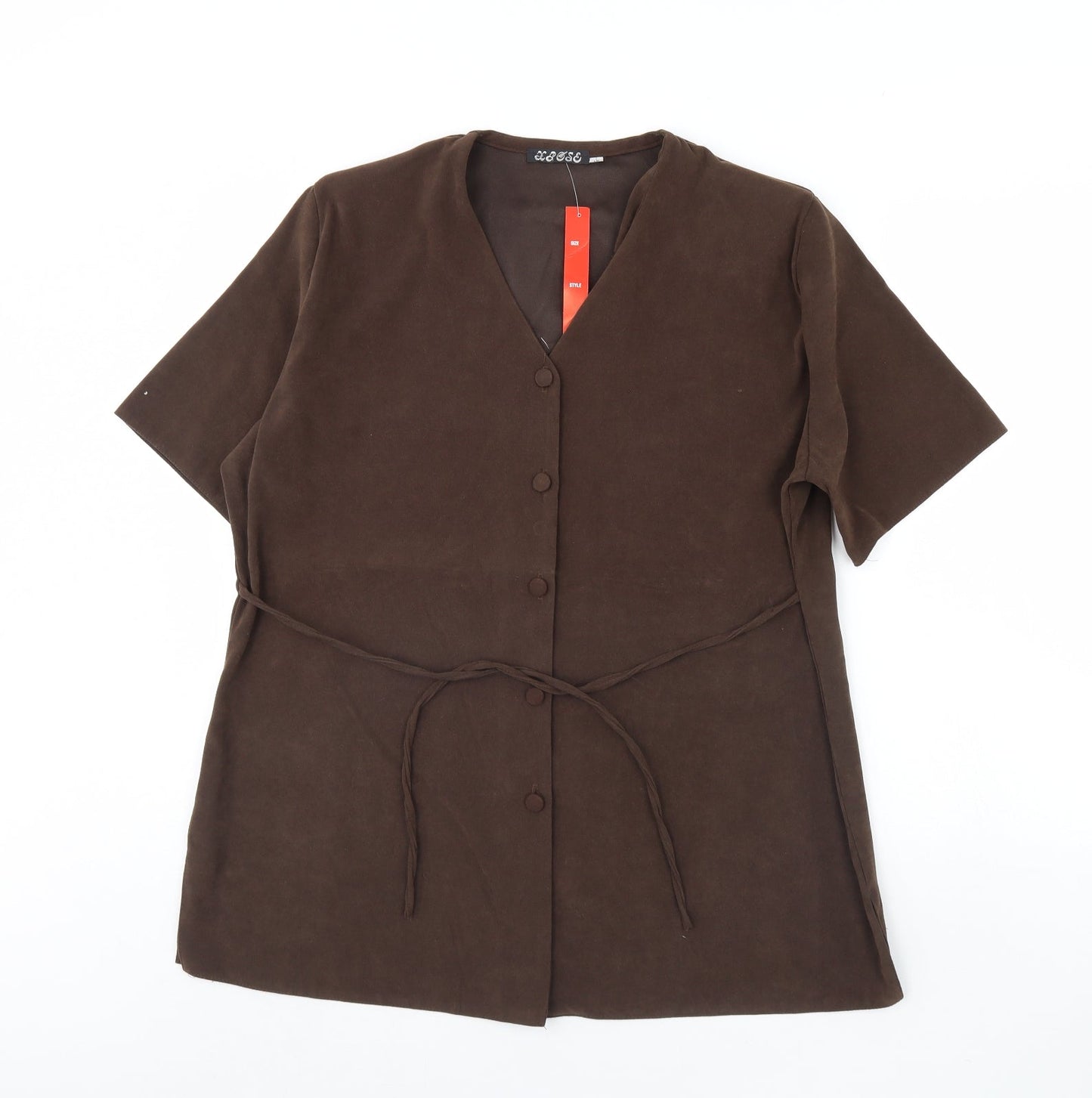 Preworn Womens Brown   Basic Button-Up Size 18  - Shoulder Pads