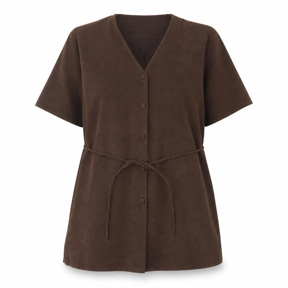 Preworn Womens Brown   Basic Button-Up Size 18  - Shoulder Pads