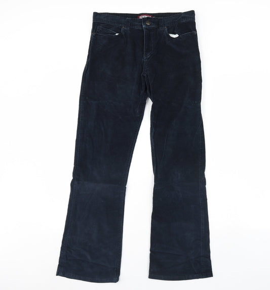 Denim & Co. Womens Blue  Velour Trousers  Size 10 L30 in