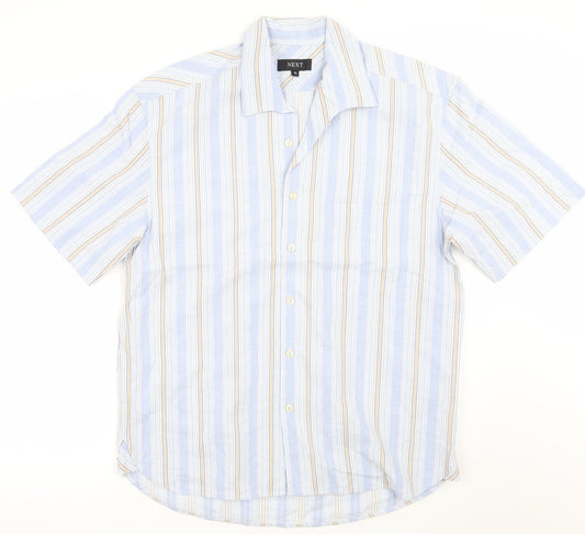 NEXT Mens White Striped   Button-Up Size M