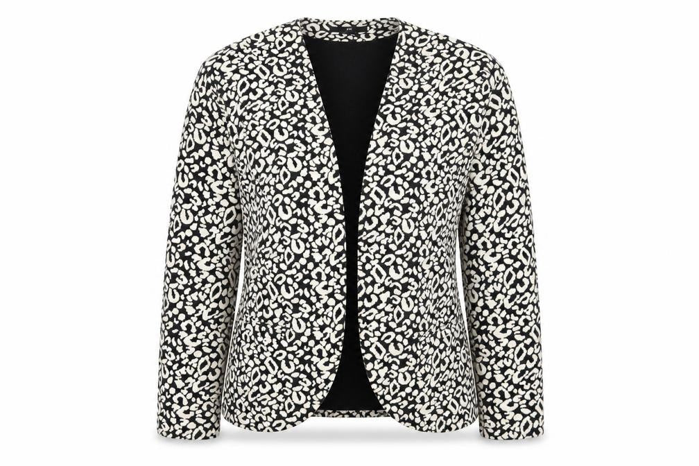 H&M Womens Beige Animal Print  Jacket Blazer Size S