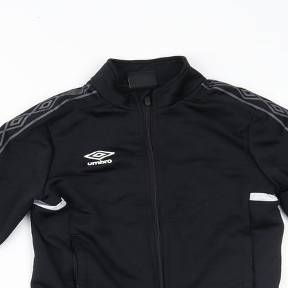 Close-up detail of Umbro boys’ black jacket, size M