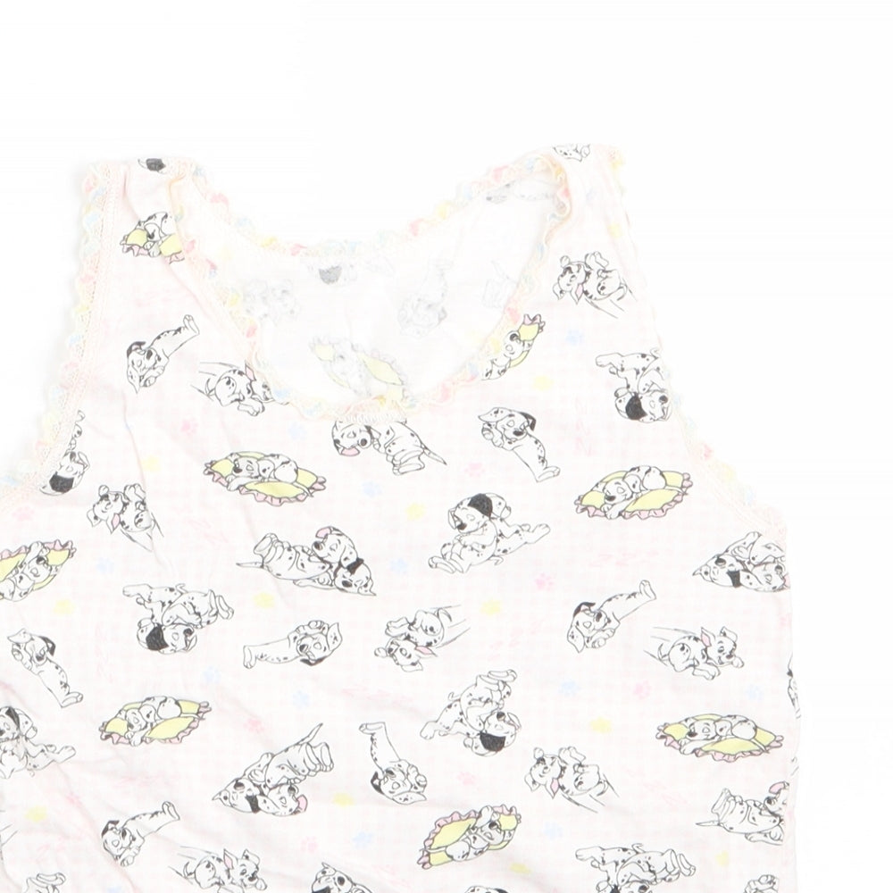 Preworn Girls Pink Animal Print   Pyjama Top Size 7-8 Years  - Dalmations