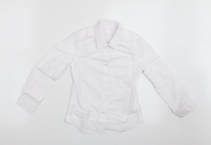 Preloved Florence and Fred Boys White   Basic Button-Up Size 6-7 Years  - School Shirt - Front