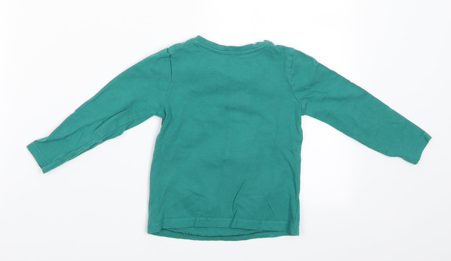 George Girls Green Animal Print  Basic T-Shirt Size 12-18 Months  - Fa La La Lama