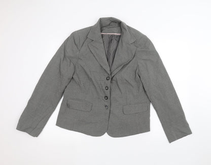 Additional front view of EVIE women’s grey jacket, size UK 18