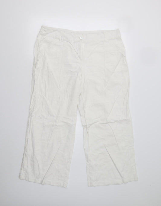 Preworn Womens White   Trousers  Size 14 L27 in