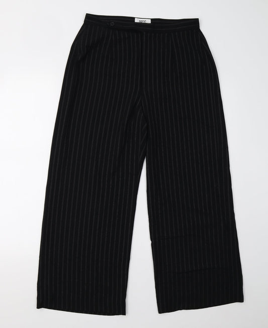 Oasis Womens Black Striped  Trousers  Size 12 L25 in