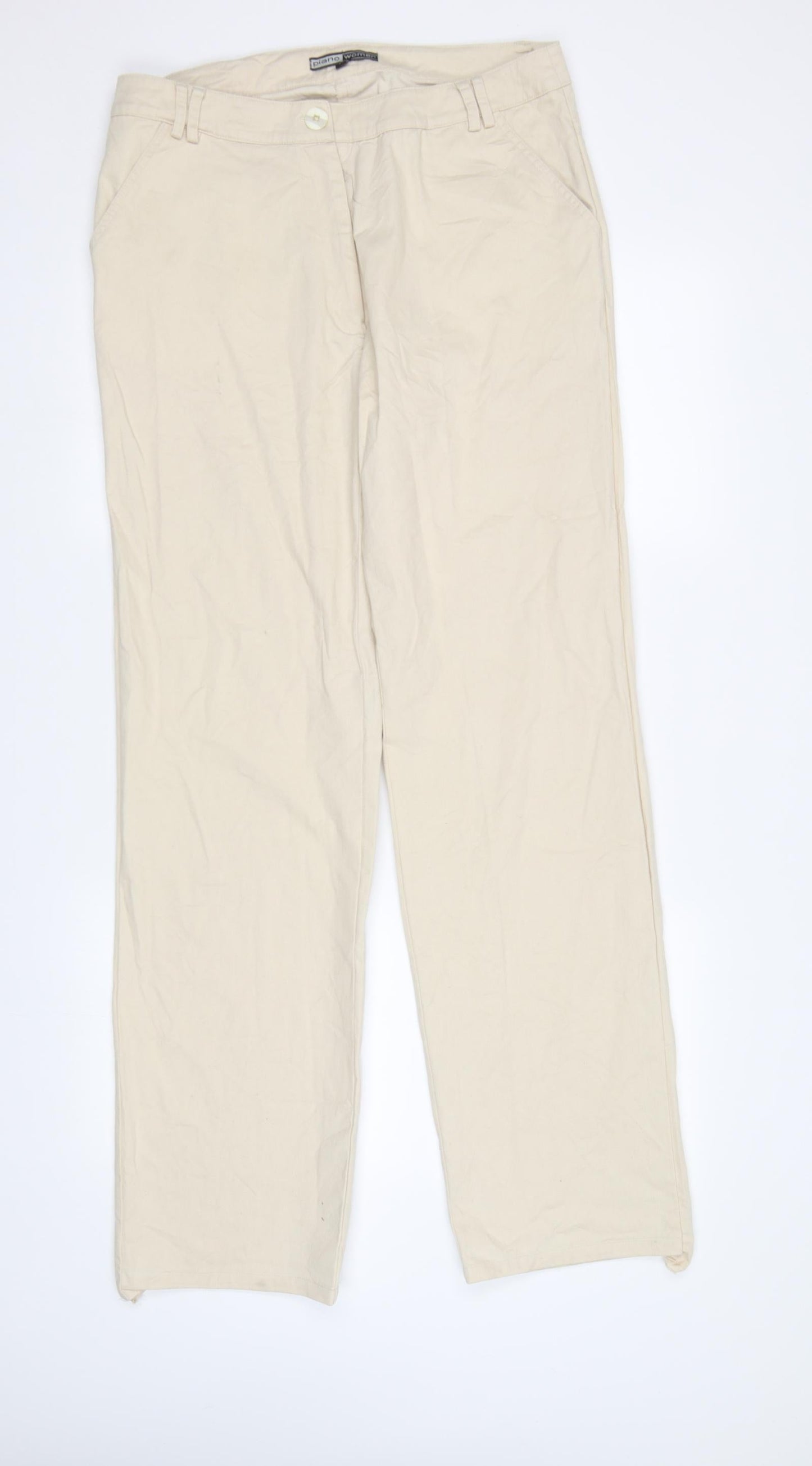 Piano Woman Womens Beige   Trousers  Size 12 L32 in