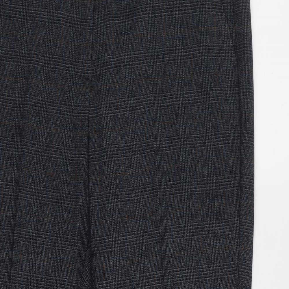 M&S Womens Gold Check  Dress Pants Trousers Size 14 L28 in