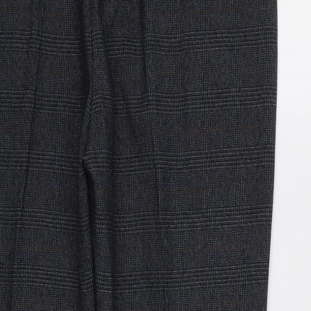 M&S Womens Gold Check  Dress Pants Trousers Size 14 L28 in