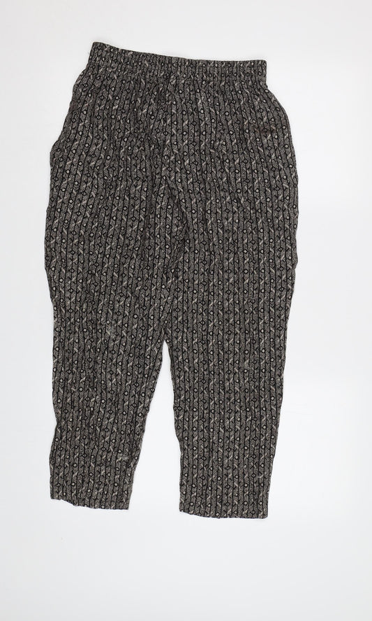 Preworn Womens Brown Geometric  Cropped Trousers Size S L22 in