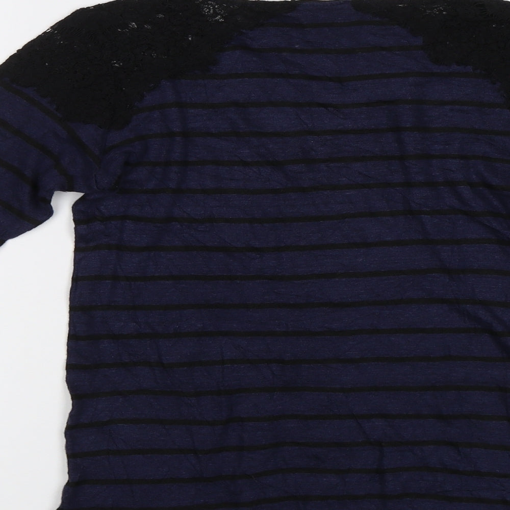Zara Womens Blue Striped  Basic Blouse Size M