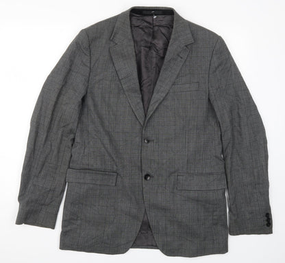 Additional front view of Azzaro men’s grey check jacket suit jacket, size 44
