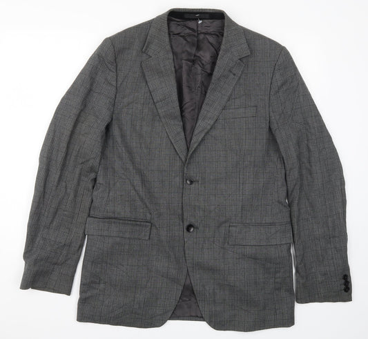 Azzaro Mens Grey Check  Jacket Suit Jacket Size 44