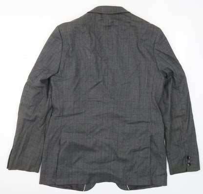 Back view of Azzaro men’s grey check jacket suit jacket, size 44