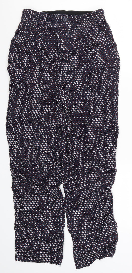 Marks and Spencer Womens Red Geometric  Trousers  Size S L27 in - Blue