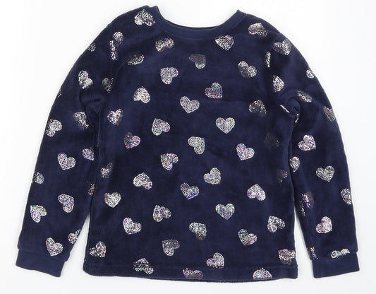 George Girls Blue Solid  Top Pyjama Top Size 8-9 Years  - Love Hearts