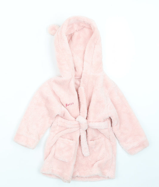 Preworn Girls Pink Gingham  Babydoll Robe Size 12-18 Months