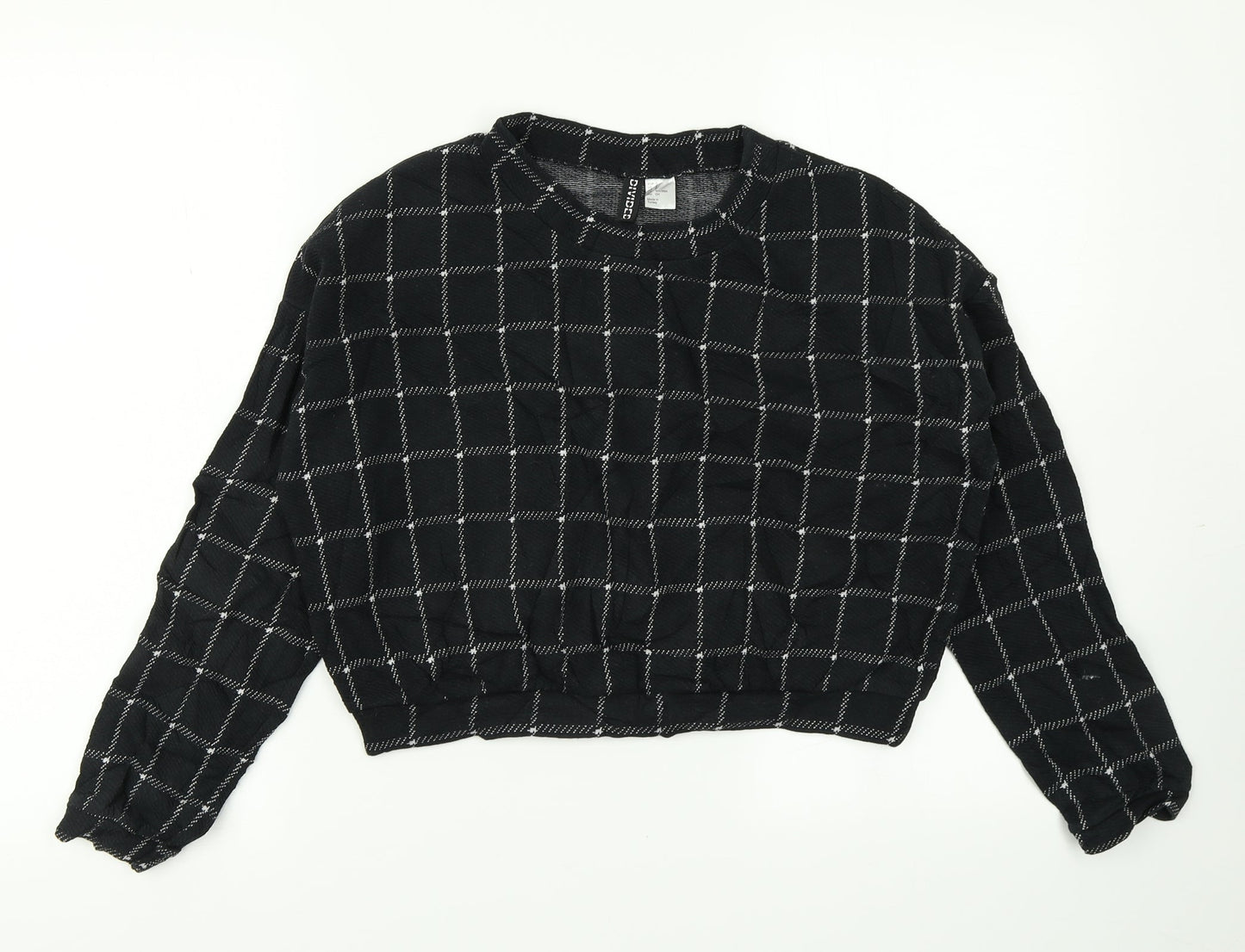 Divided Womens Black Check  Cropped T-Shirt Size S