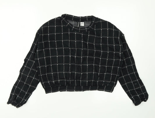 Divided Womens Black Check  Cropped T-Shirt Size S