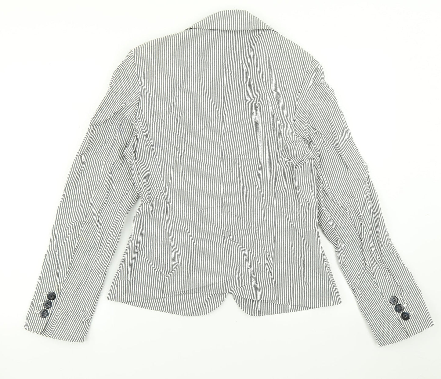 Elegance Womens Grey Striped  Jacket Blazer Size 10