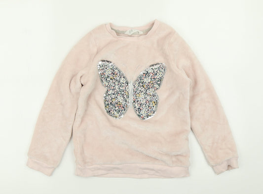 H&M Girls Pink   Pullover Sweatshirt Size 7-8 Years