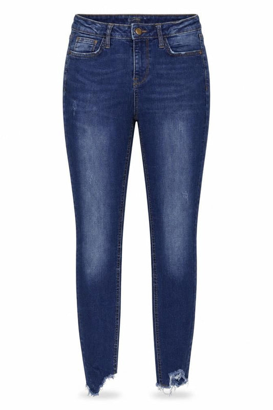 Front view of Denim & Co. women’s blue denim skinny jeans, size UK 8, 24-inch leg