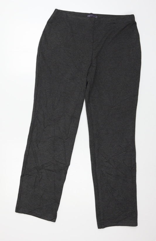 Marks and Spencer Womens Grey Houndstooth Jersey Trousers  Size 12 L29 in
