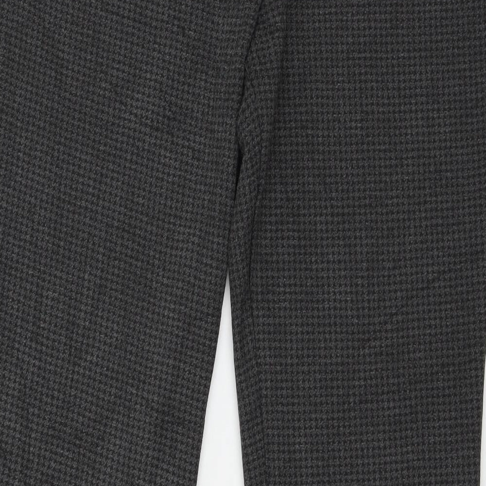 Marks and Spencer Womens Grey Houndstooth Jersey Trousers  Size 12 L29 in