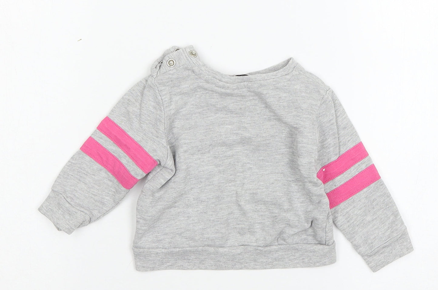 Very Girls Grey Striped Jersey Pullover Jumper Size 9-12 Months  - Best Sister