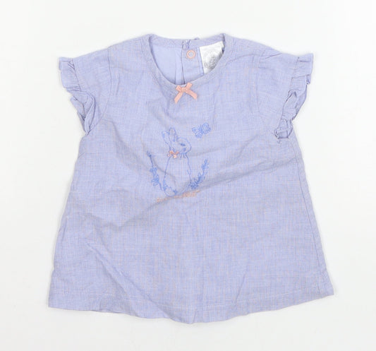 TU Girls Blue  Jersey Basic T-Shirt Size 6-9 Months  - Peter Rabbit