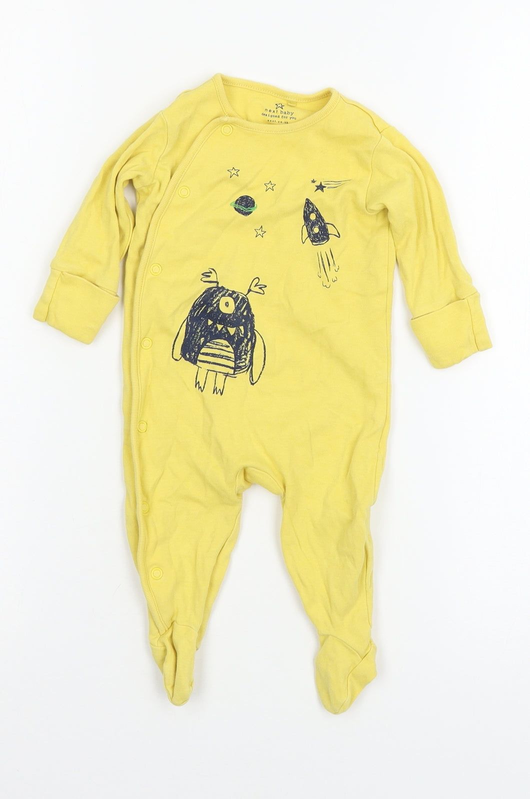 NEXT Baby Yellow  Jersey Babygrow One-Piece Size 0-3 Months  - Rockets