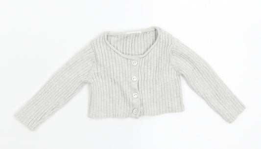 NEXT Girls Grey  Knit Cardigan Jumper Size 0-3 Months