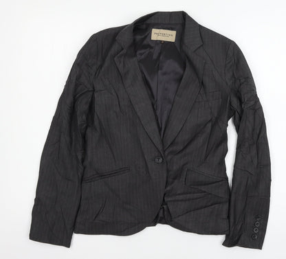 Proportion Womens Grey Striped  Jacket Blazer Size M