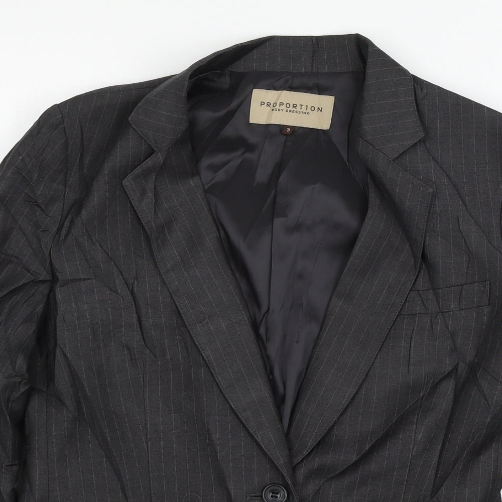Proportion Womens Grey Striped  Jacket Blazer Size M