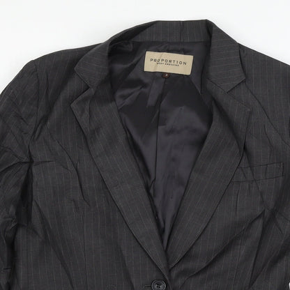 Proportion Womens Grey Striped  Jacket Blazer Size M