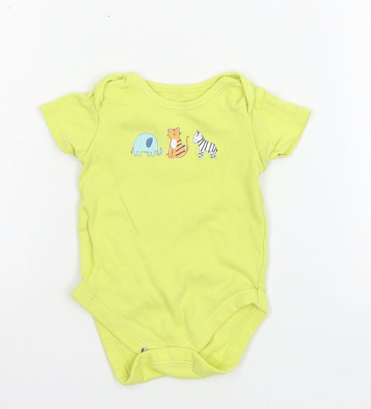 George Girls Yellow Geometric Jersey Babygrow One-Piece Size 9-12 Months  - Tiger