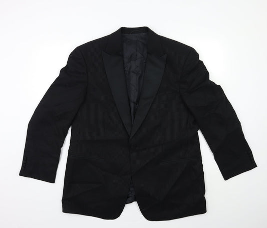 MASTERHAND Mens Black Striped  Jacket Suit Jacket Size 44