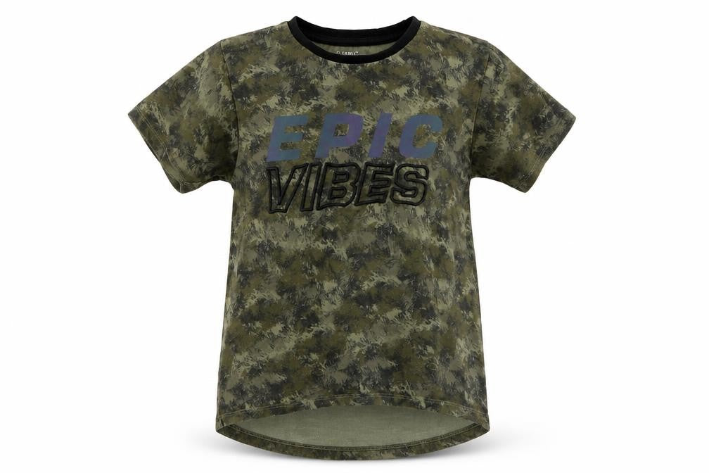 Primark Boys Green Geometric  Basic T-Shirt Size 7-8 Years