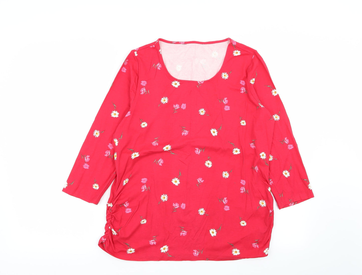 prewron Womens Red Floral  Basic T-Shirt Size 16
