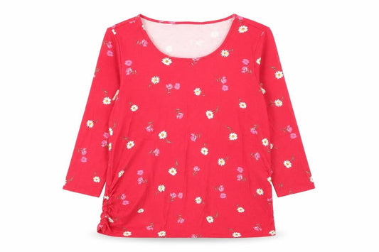 prewron Womens Red Floral  Basic T-Shirt Size 16