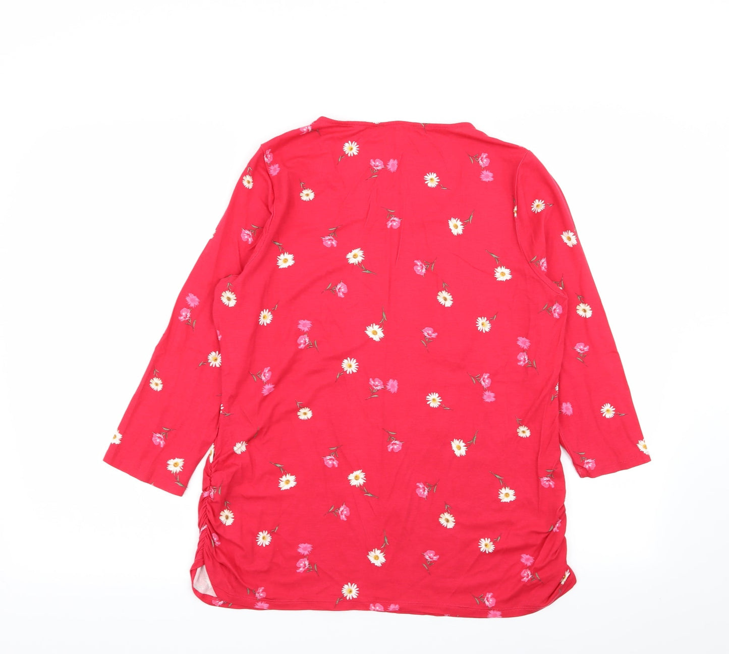 prewron Womens Red Floral  Basic T-Shirt Size 16