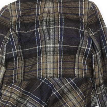 Brand and care label for Oscan B women’s multicoloured check jacket blazer, size UK 12