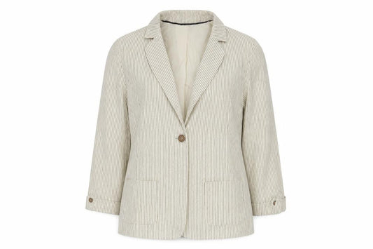 ISLE  Womens Beige Striped  Jacket Blazer Size 14