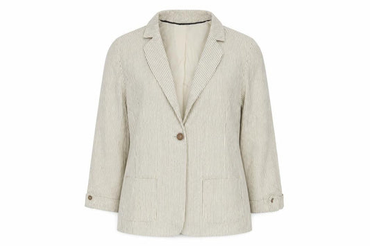 ISLE  Womens Beige Striped  Jacket Blazer Size 14
