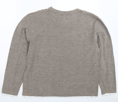 Back view of Easy men’s grey striped knit jumper, size 2XL
